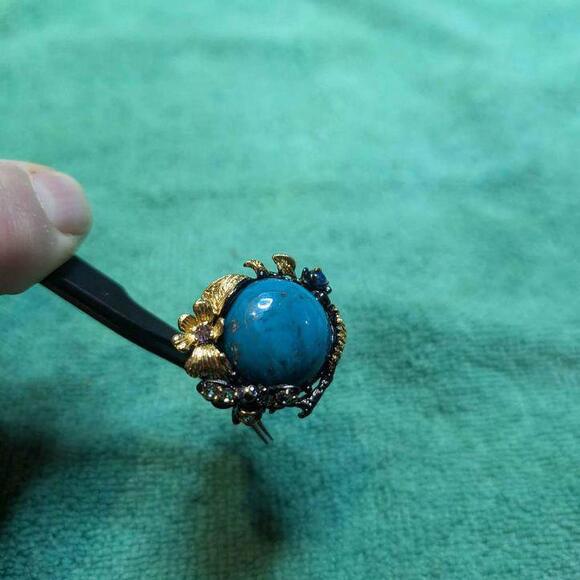 Jewelry 32 ct Natural Turquoise Ring 925 Sterling Silver Size 7 - Picture 6 of 8